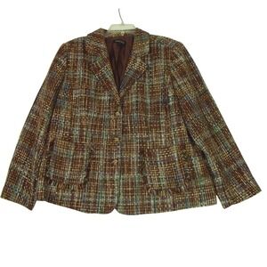 Canyon Road Womens's 3 Button Brown Tweed Blazer Size 20 Classic‎